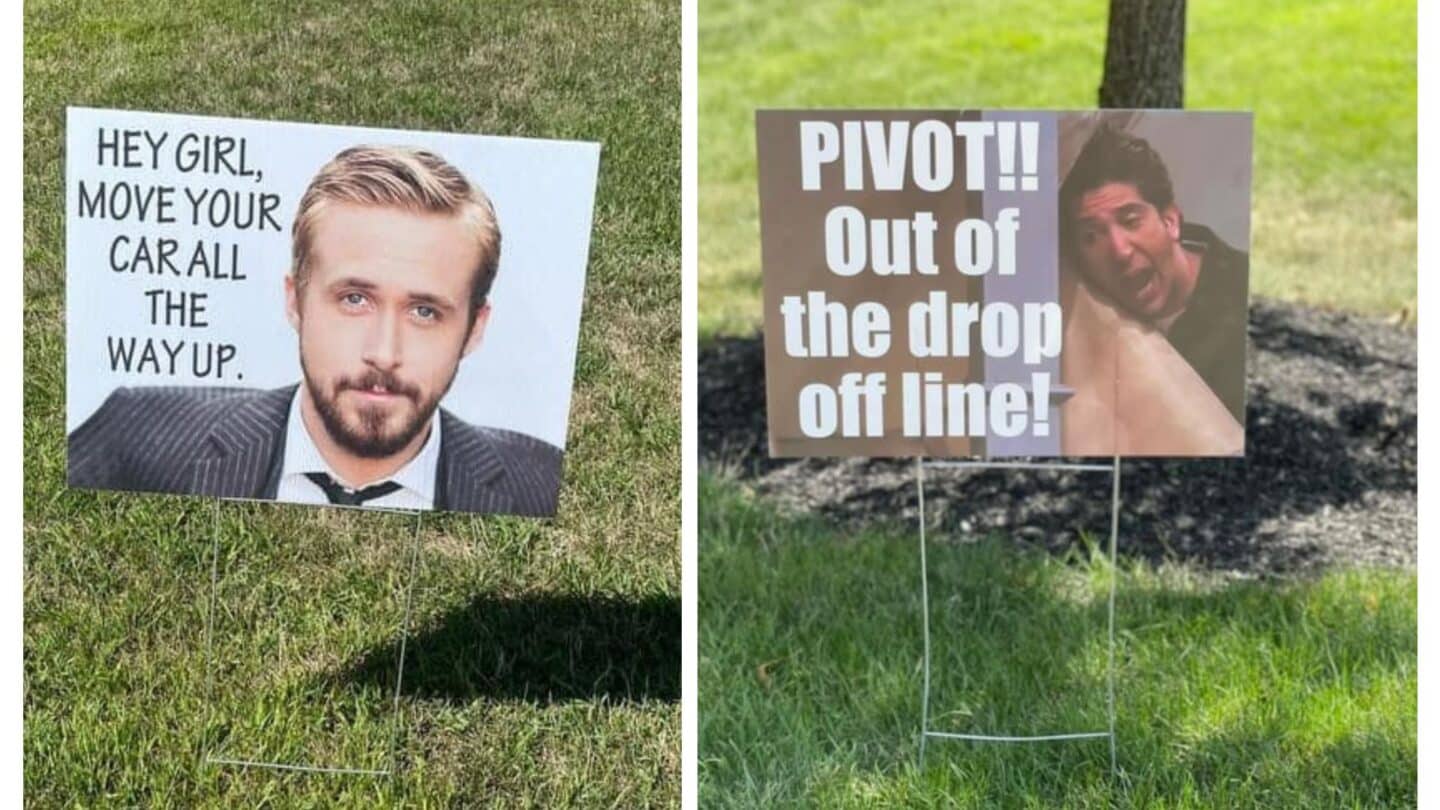 Ohio Elementary PTA wins the internet for their hilarious school drop-off line signs Funny PTA drop-off line signs