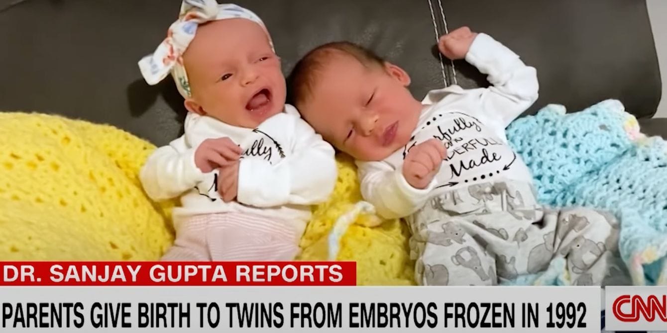 These twins were born from embryos frozen in 1992—that’s over 30 years ago! twins 30 year old embryos-twins born from frozen embryos