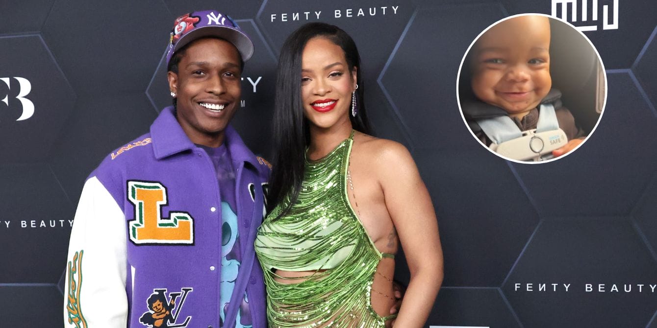 Rihanna shares first image of her son on TikTok—and WOW is he cute! Rihanna and ASAP Rocky with an inset of their infant son