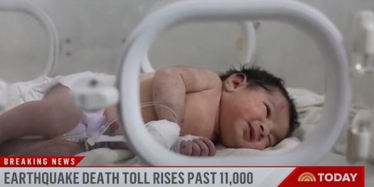 Newborn pulled from Syrian earthquake rubble after her mother died giving birth newborn baby who survived earthquake- baby rescued from earthquake