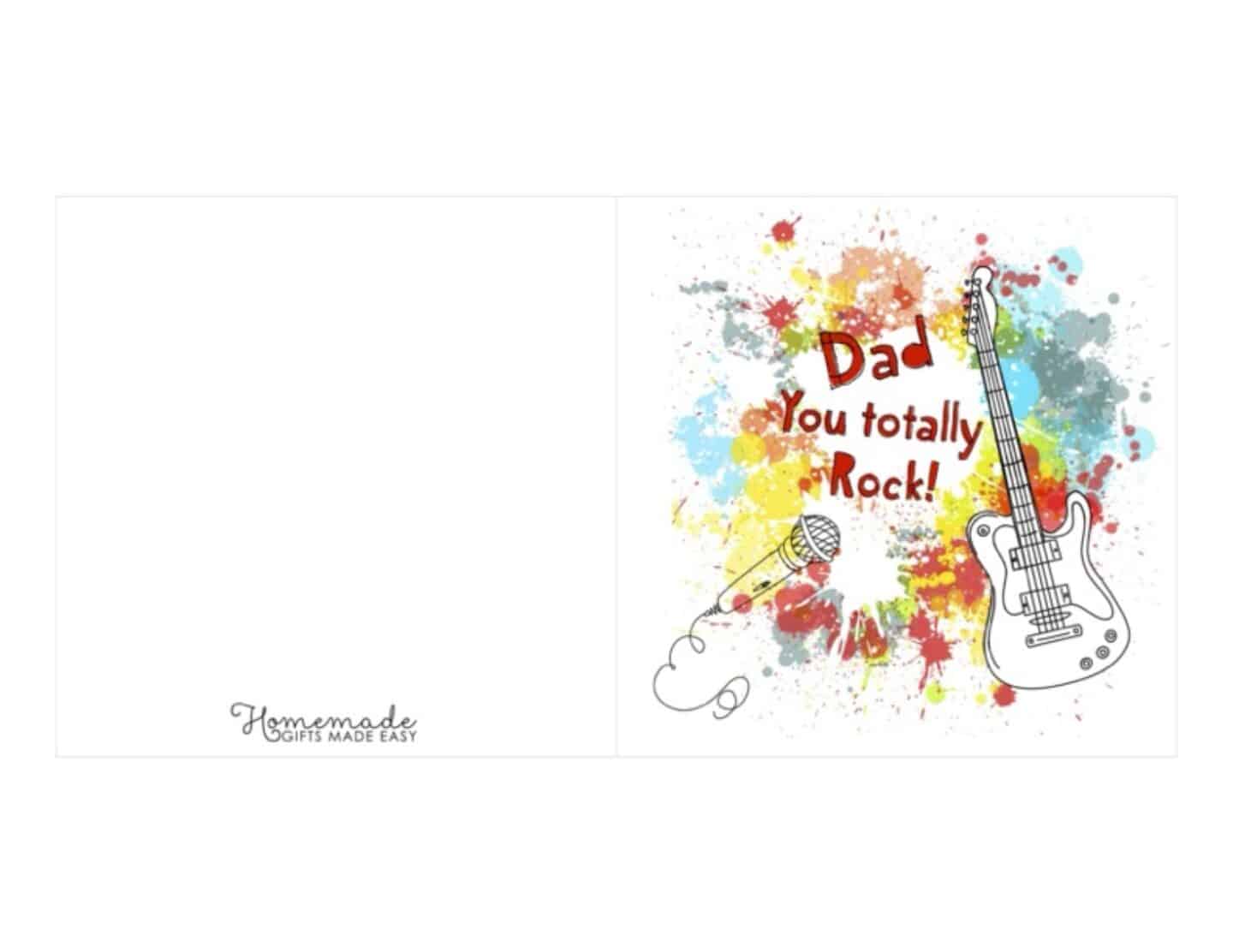 printable fathers day cards dad you totally rock guitar microphone - Motherly