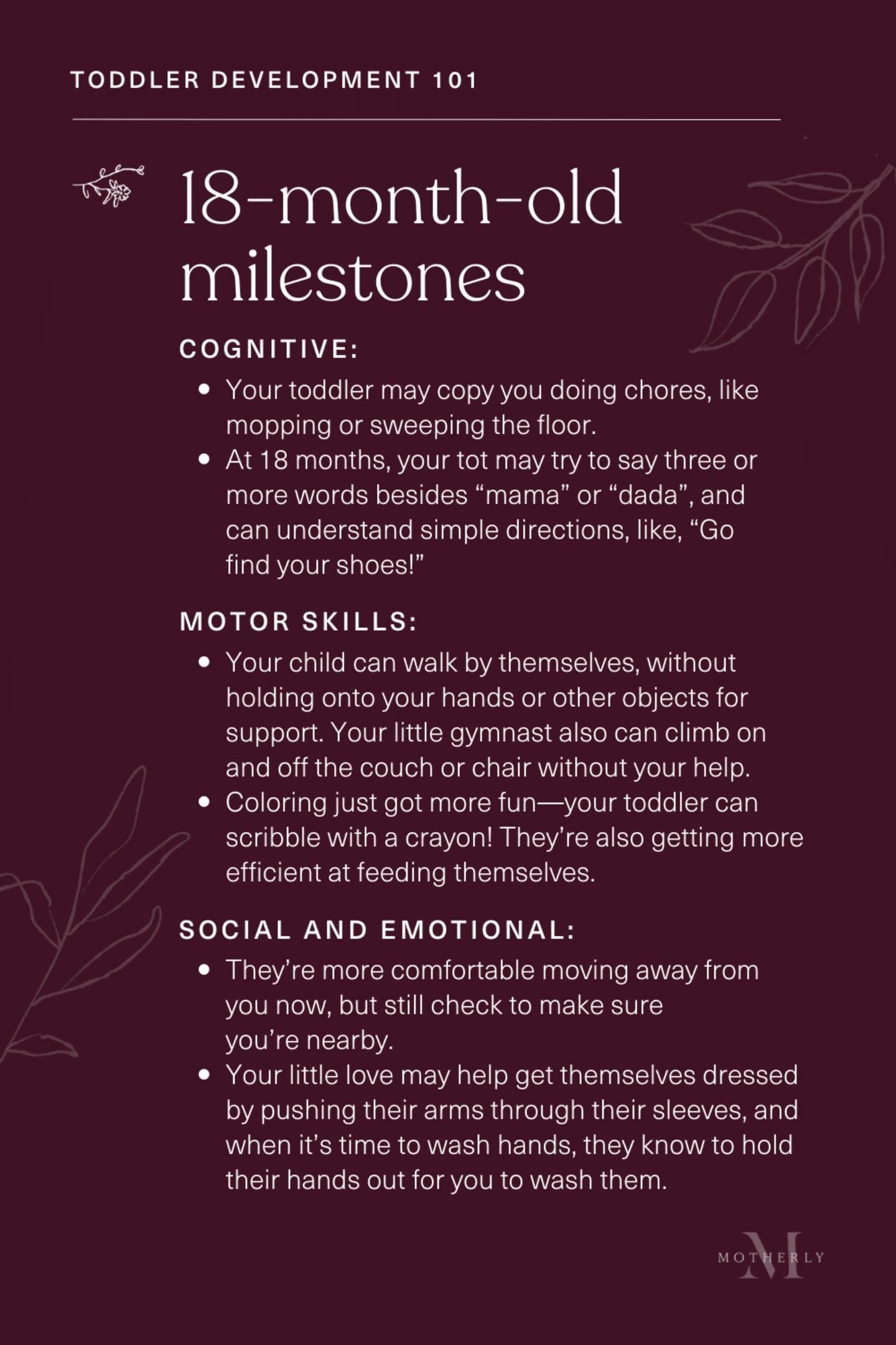 18-month milestones chart