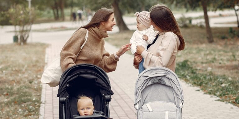 Dear mama, you’re doing great two moms with babies in strollers walking - you're doing a great job mom