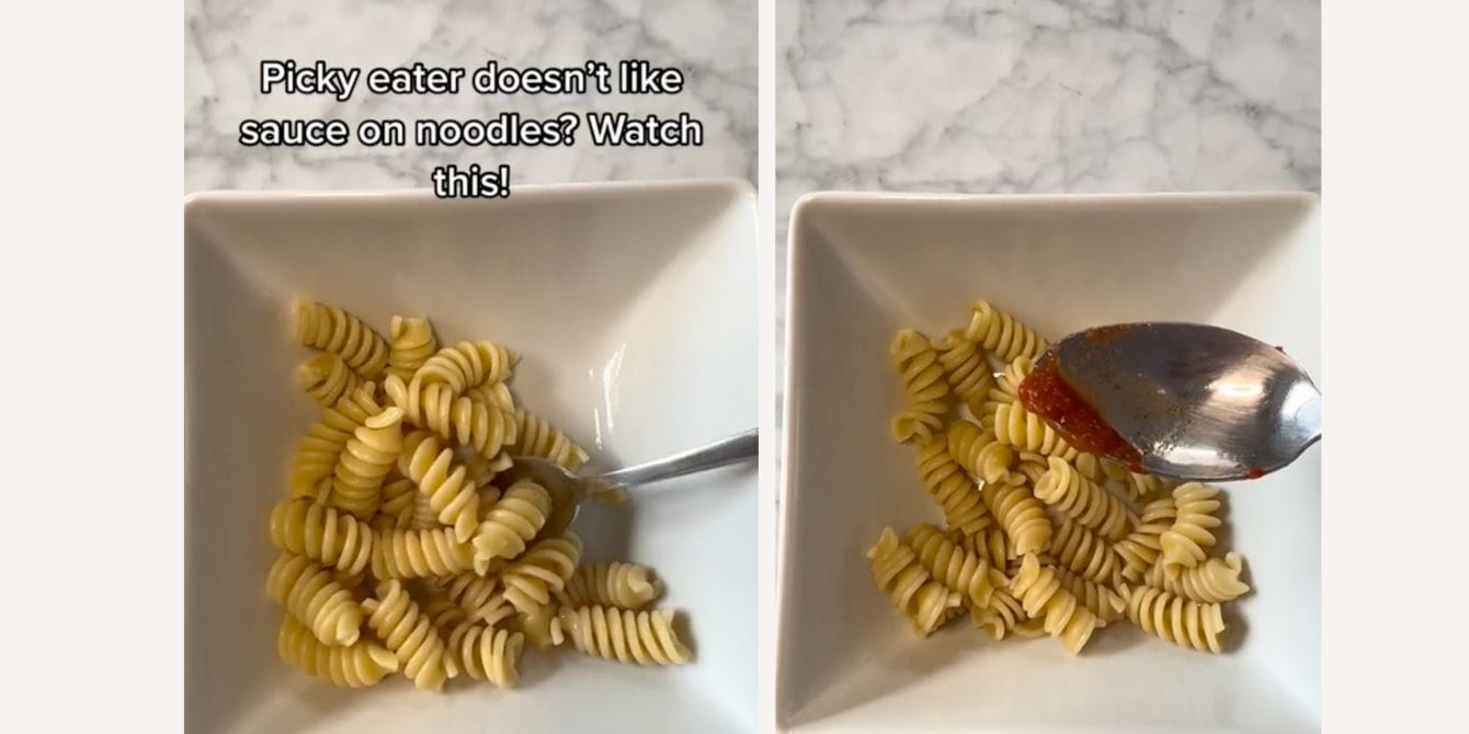 If you have a picky eater, you can try this ‘fading’ technique that’s going viral pasta eating hack for picky eaters