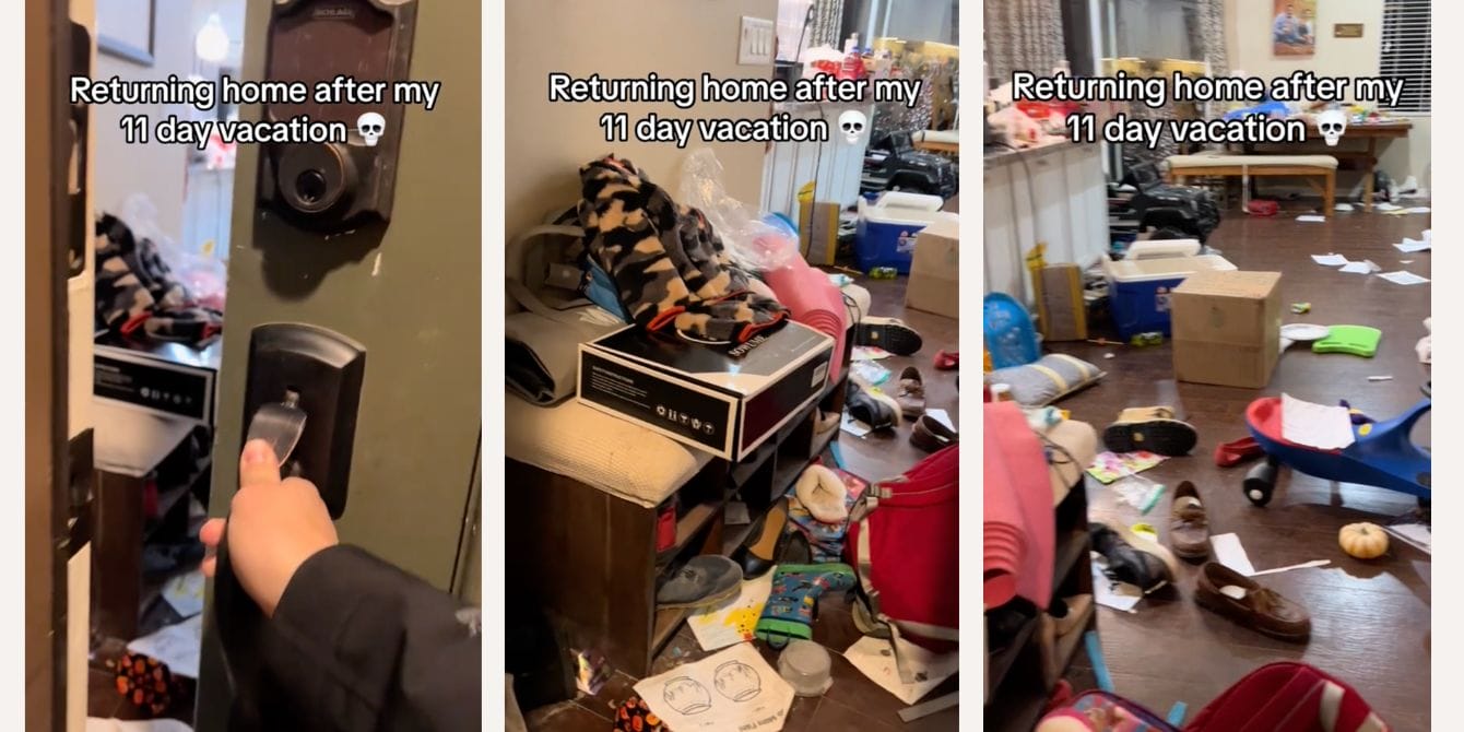 Mom shares TikTok of what house looks like when she’s not home for 11 days—and yikes Mom returns home after solo vacation