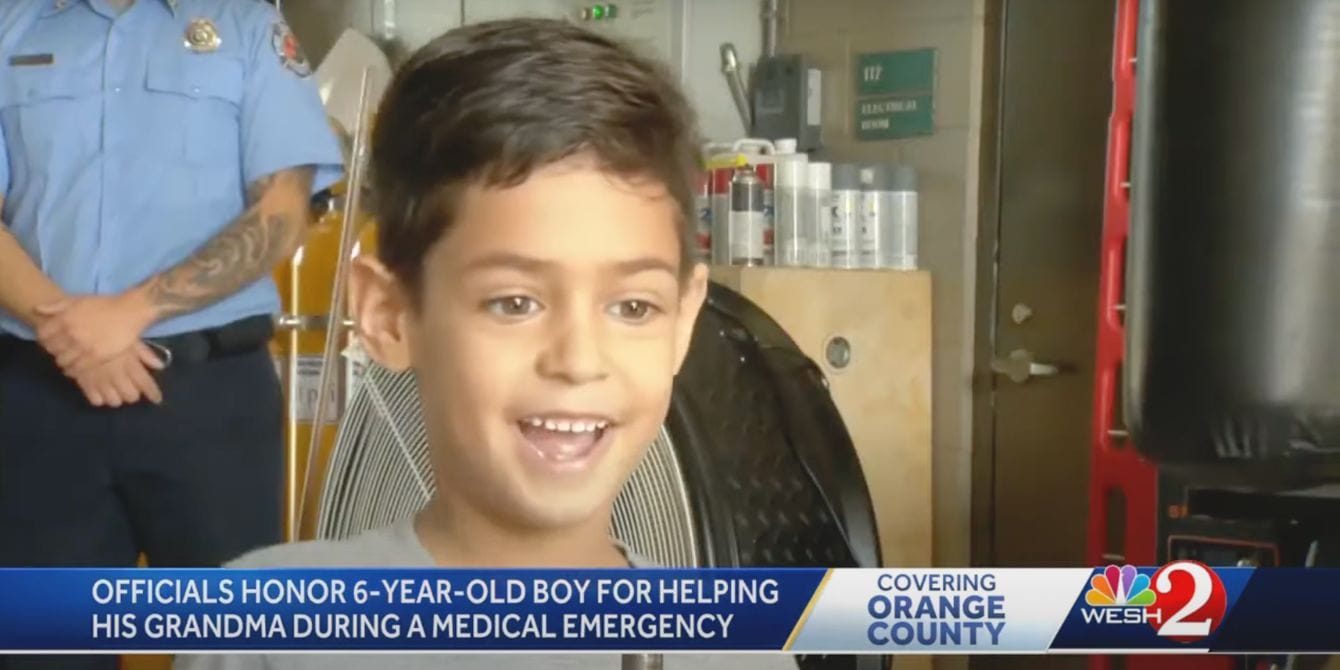 This quick-thinking 6-year-old saved his grandma’s life after she fell Boy saves grandma's life