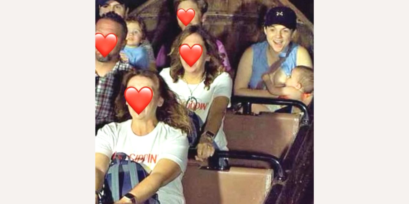 Breastfeeding mom gets pushback for nursing her child on a Disney ride Mom nursing child on Disney ride