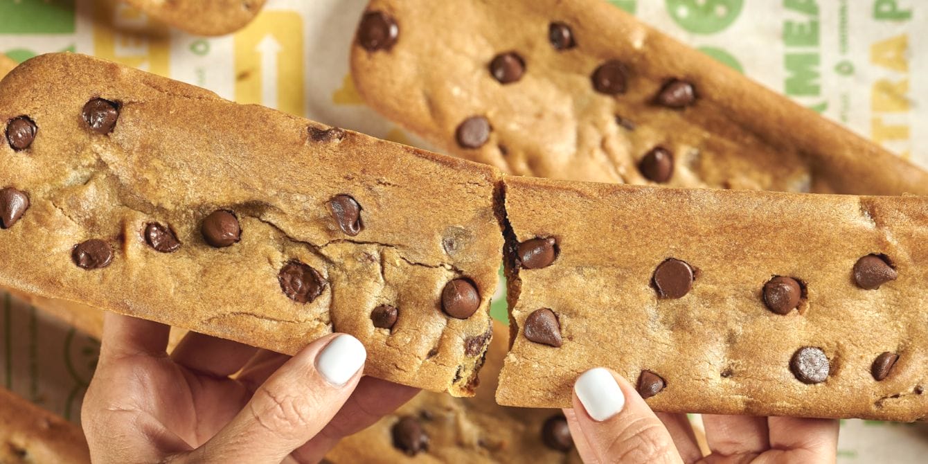 Stop everything—because Subway now has footlong chocolate chip cookies Subway footlong cookie