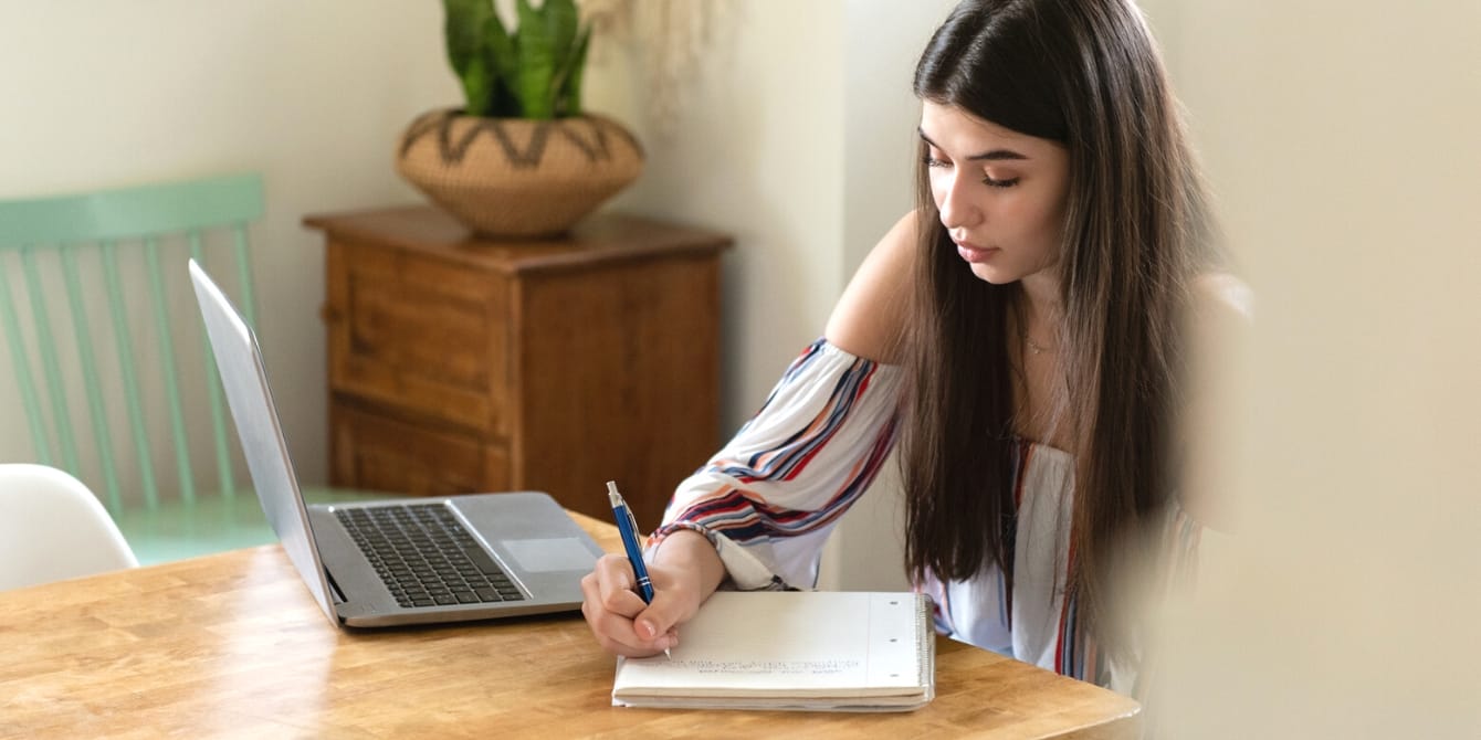 5 must-know college admissions tips, according to a branding expert teenage girl doing homework - college admissions tips for parents