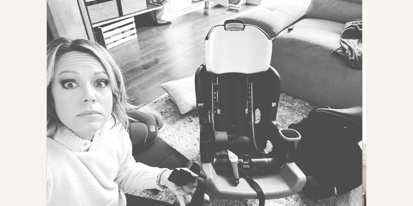 Dylan Dreyer is every mom who’s dealt with a carsick kiddo Dylan Dreyer cleaning out car seat