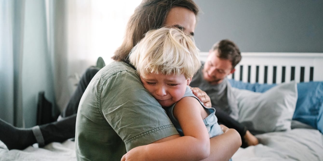 Mom shares important phrase to help kids (and adults) process anger—and it’s brilliant mom comforting crying child help kids process anger