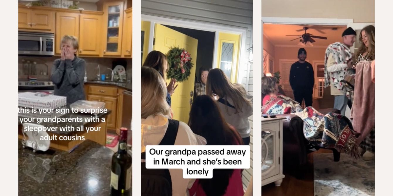 Adult grandkids surprise their grandparents with sleepovers in sweet video trend TikTok trend of adult grandkids sleeping over grandparents' house