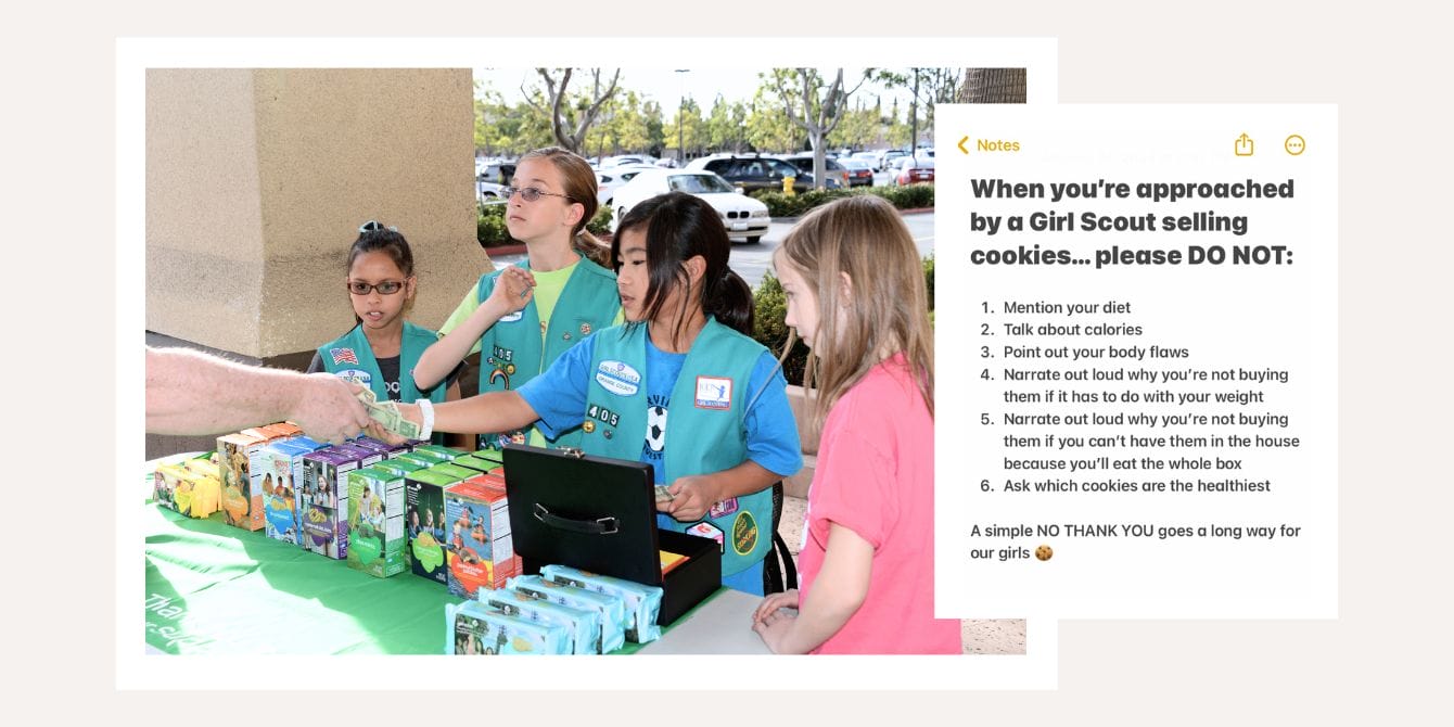 Viral post begs people to keep diet culture away from Girl Scout cookies Girl Scouts selling cookies