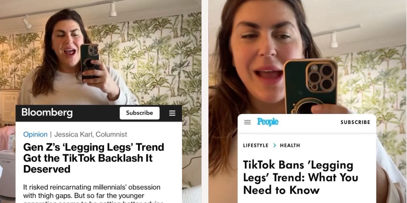 Plus size influencer Katie Sturino celebrates millennials shutting down the ‘legging legs’ trend Katie Sturino talks about 'leggings legs' trend