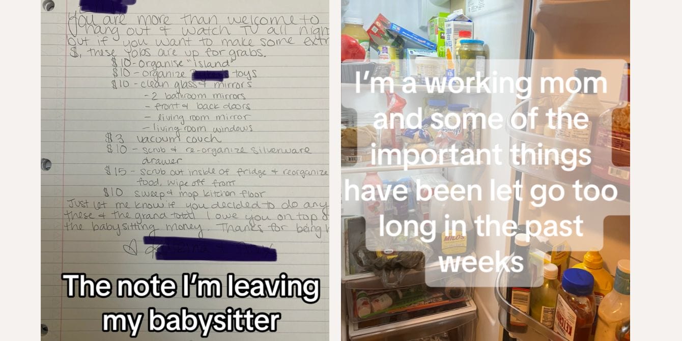 Busy mom comes up with a time-saving hack by using her babysitter for housework Mom leaves babysitter note about chores