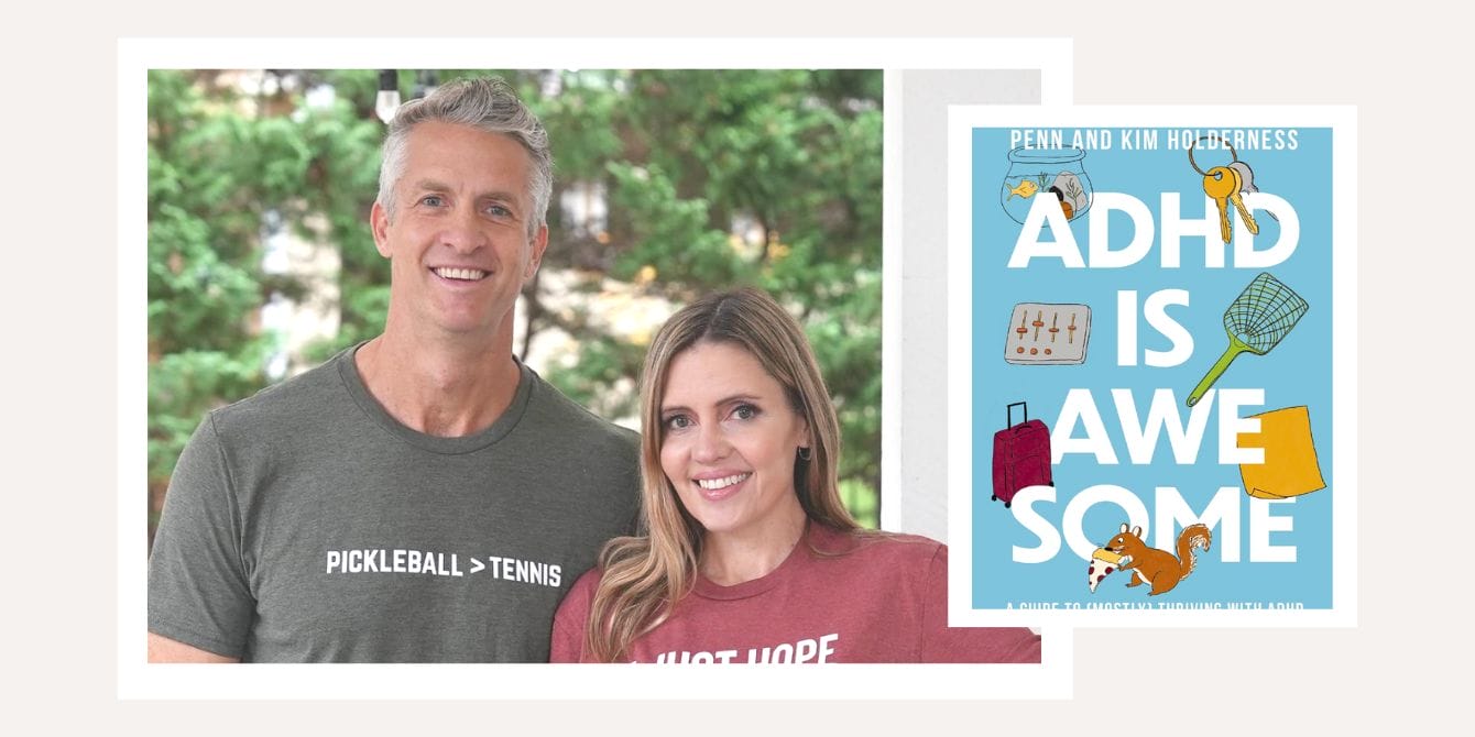The Holderness family opens up about how they parent through ADHD Holderness family posing alongside book cover