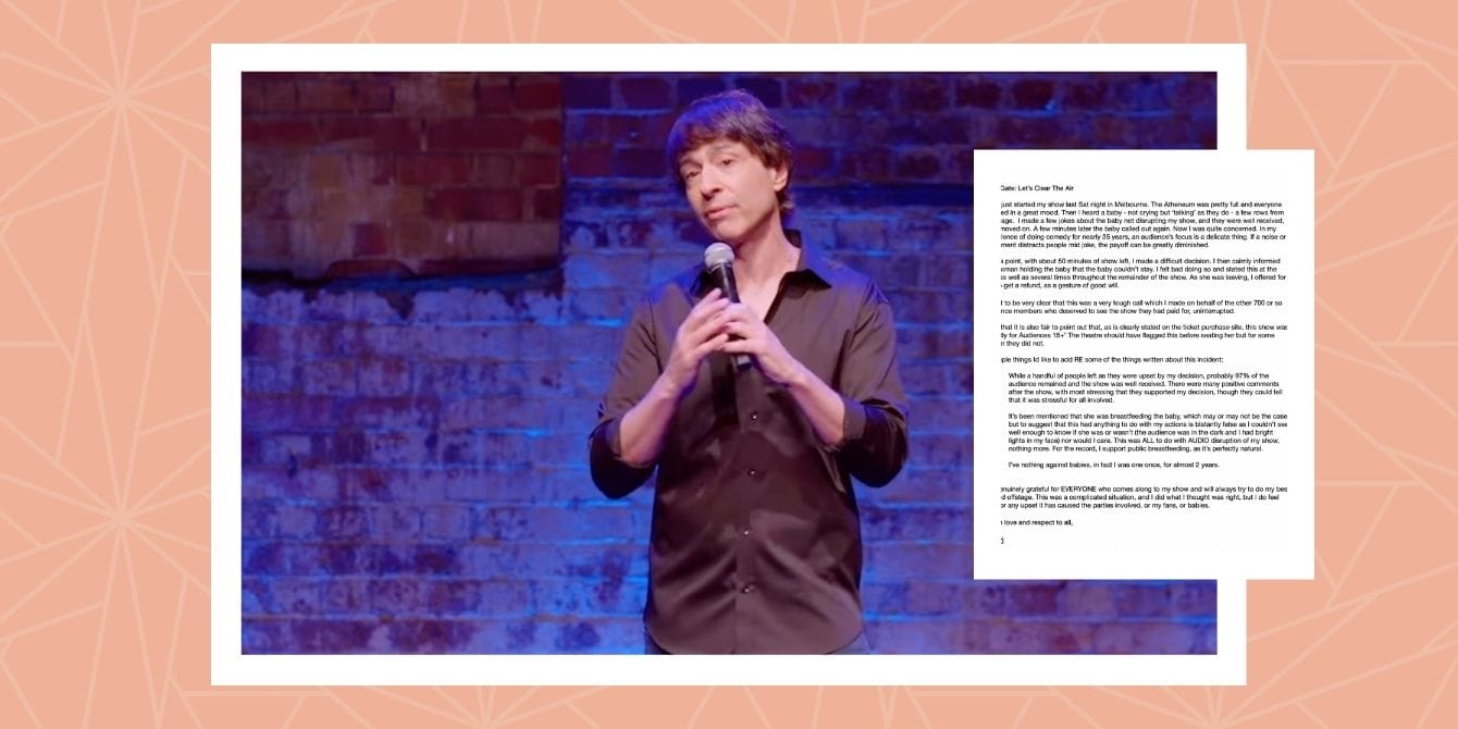 Comedian kicks breastfeeding mom out of show—here’s the whole story Arj Barker controversy