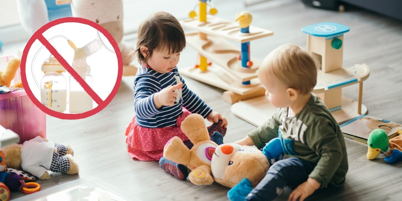 Many daycares don’t allow breast milk after 1 year of age toddles playing- daycares prohibit breast milk