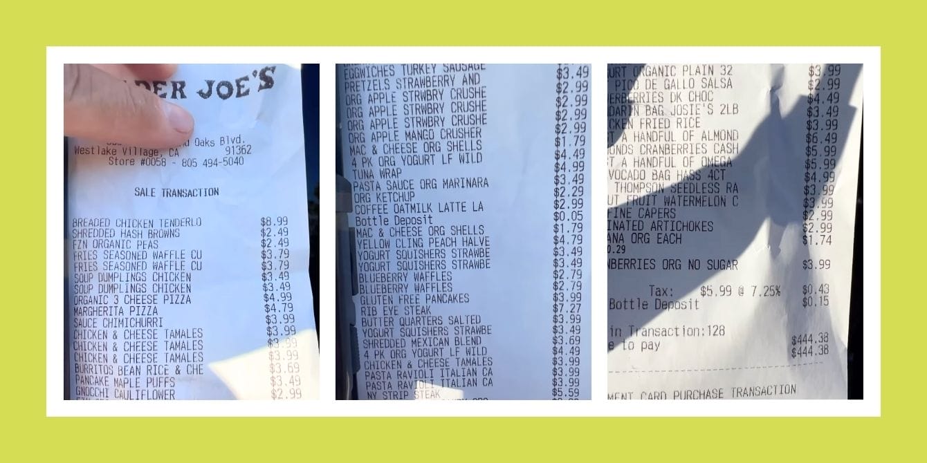 Dad goes viral for showing what it costs to feed a family of 8 Trader Joe's receipt