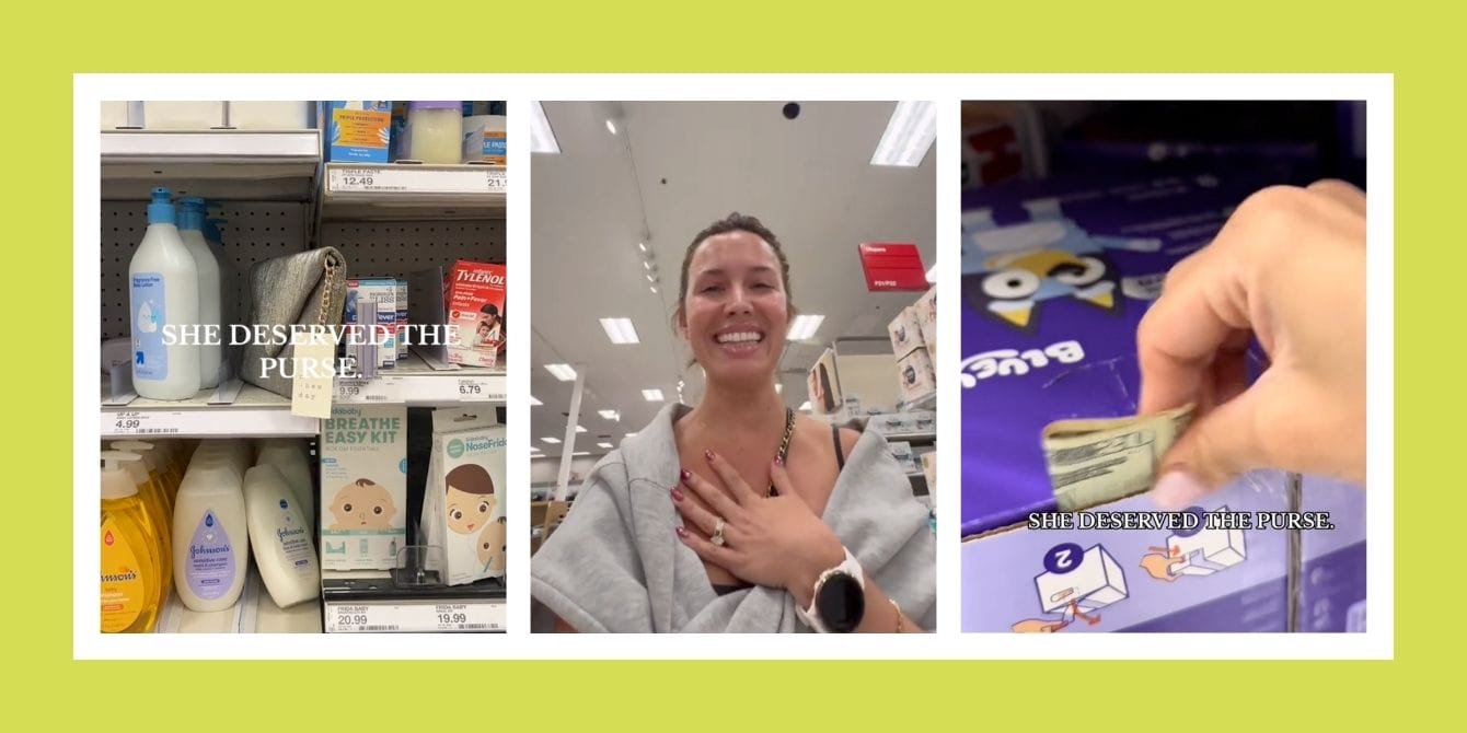 Moms are paying it forward for fellow moms by leaving Target gift cards in diaper boxes she deserved the purse viral tiktok trend - moms leaving gift cards in diaper boxes for fellow moms