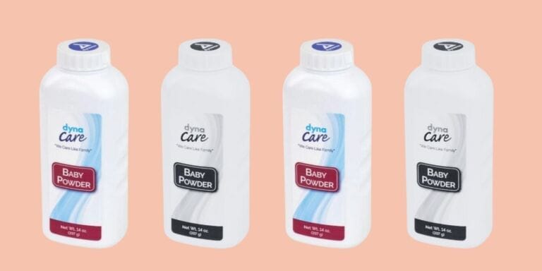 Recall alert 🚨 Dynacare Baby powder recalled due to asbestos concerns 4 bottles of baby powder in a row