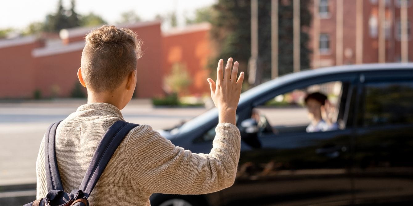 How shared custody prepared me for college drop-off college drop-off - kid waving bye to mom