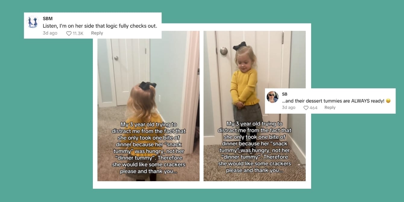 This toddler’s ‘snack tummy’ logic has TikTok—and moms—losing it Toddler only wants to eat snacks