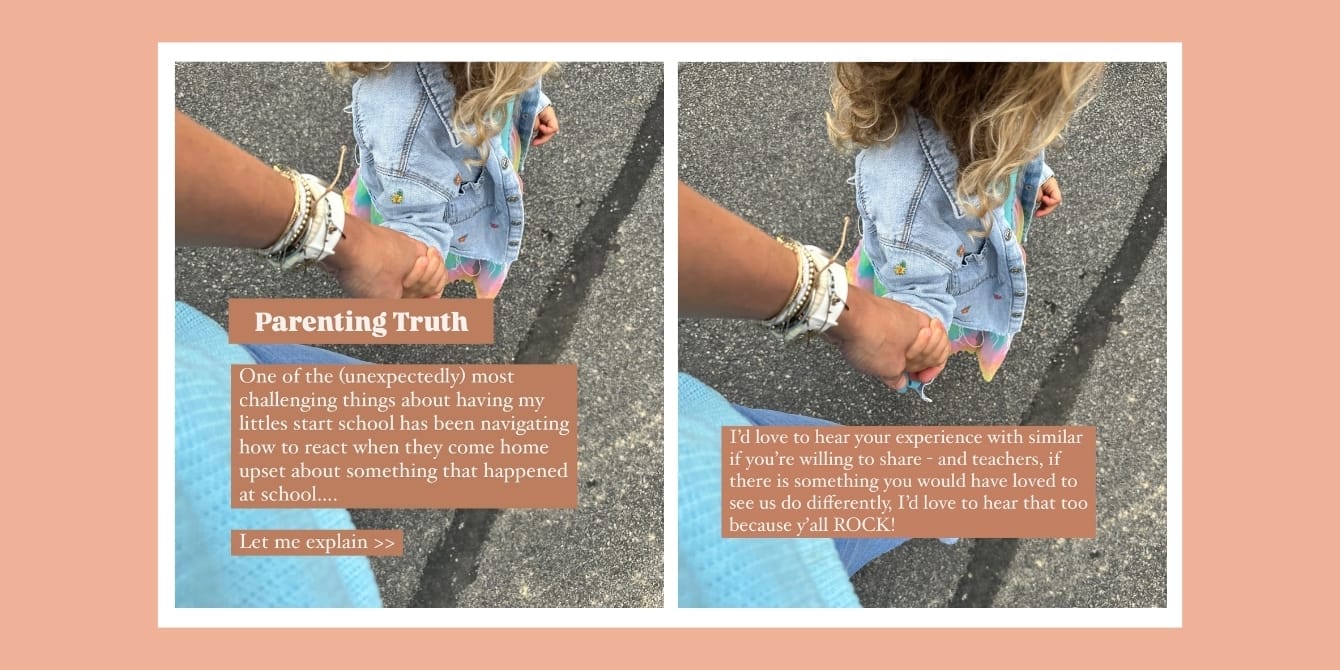 How I navigated school challenges without letting mama bear instinct take over Parenting tips: Side-by-side images of a mother holding her daughter's hand