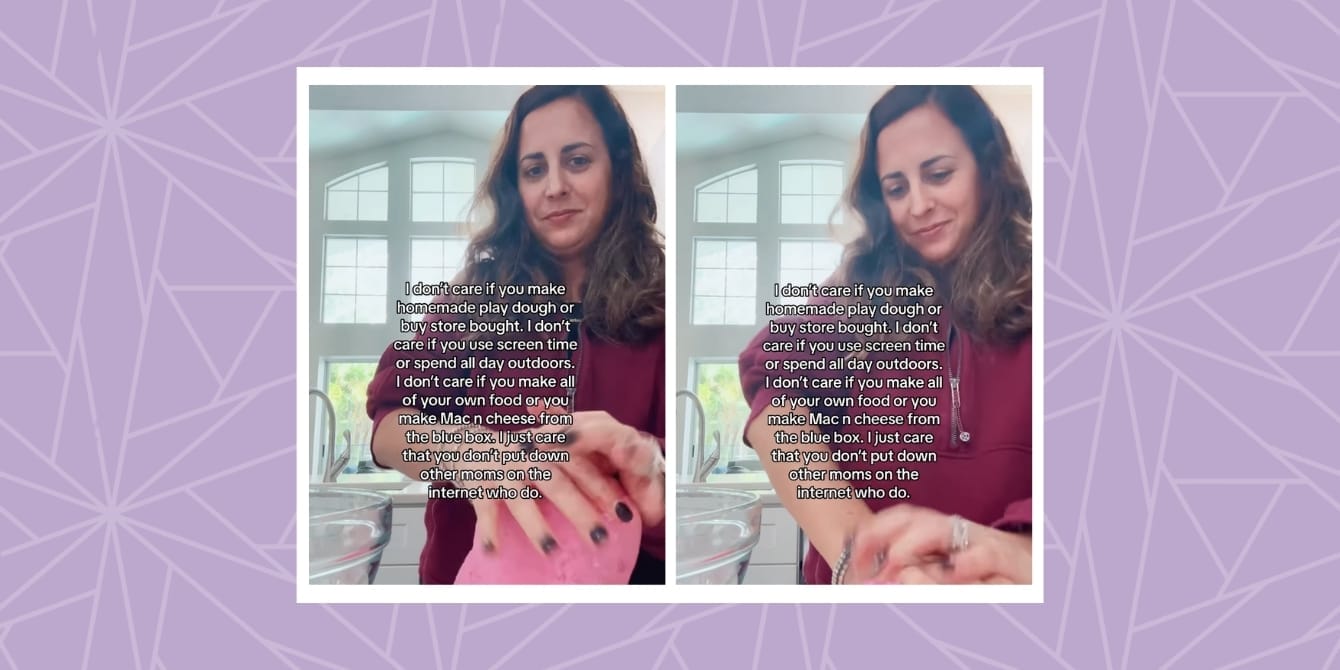 There’s no right way to mom—let’s stop the shame Mom shaming: Side-by-side images of a mom talking