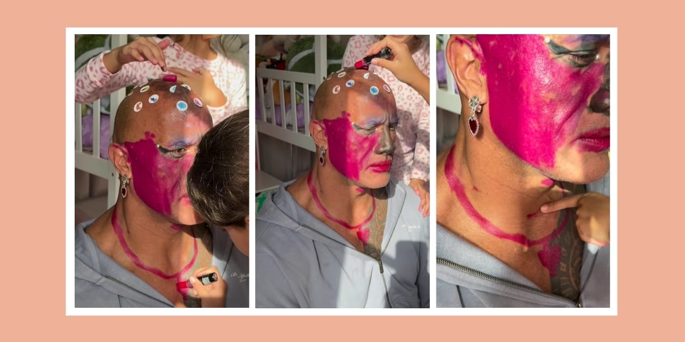 The Rock’s daughters gave him a hilarious makeover—and his reaction is priceless An instagram reel image of the rock enjoying a makeup session with his daughter