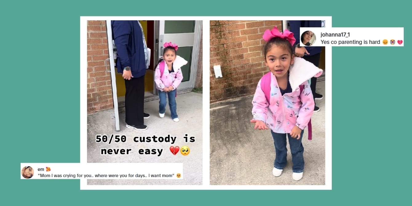 ‘This is equal custody’: Viral video captures heartbreaking co-parenting moment A little girl being picked up from school (TikTok co-parenting journey)
