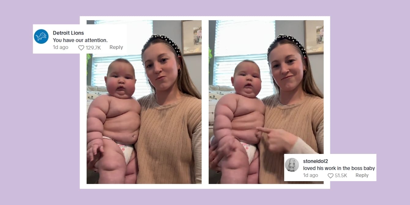 Meet the 33-pound baby who has the NFL’s attention A mother holding her 33-pound baby in a TikTok video