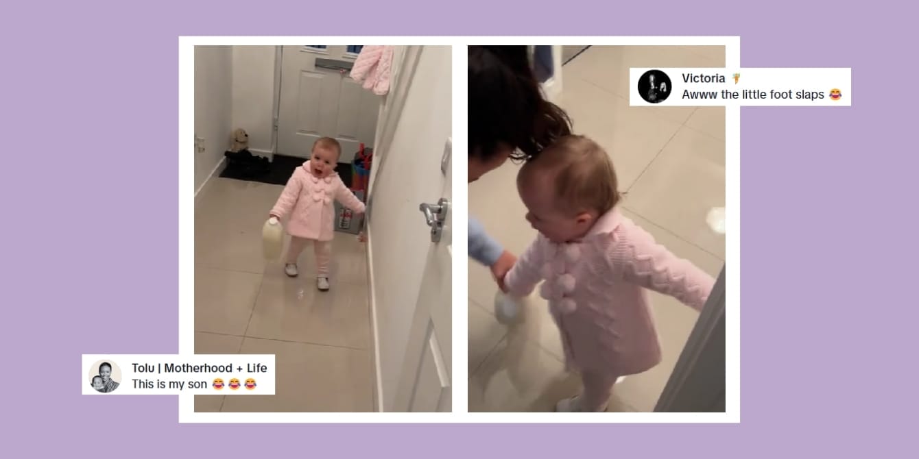 ‘She carried what?!’ 16-month-old toddler surprises parents with adorable strength TikTok: An image of a toddler carrying milk