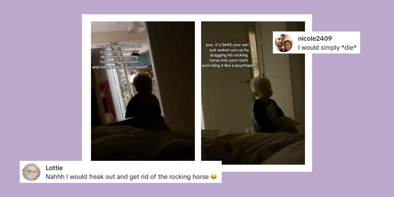 This toddler’s 5:45 a.m. wake-up call is straight out of a horror movie TikTok: An image of a toddler waking up his mother