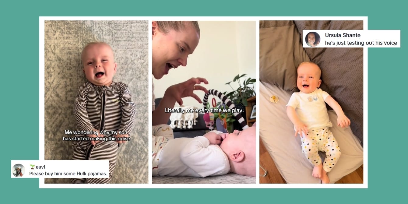 Baby’s viral ‘monster growl’ teaches us how play builds language skills Mom playing with baby