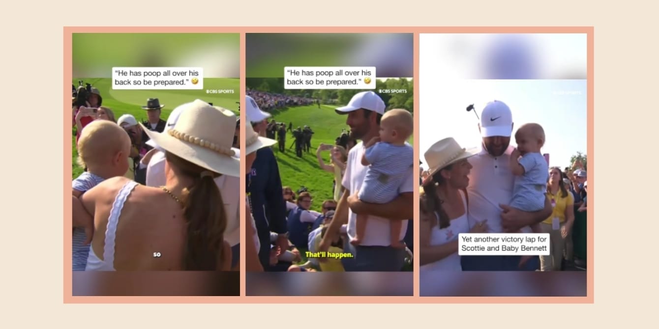 Golf champ Scottie Scheffler gets handed his baby—and a blowout warning on live TV Scottie Scheffler
