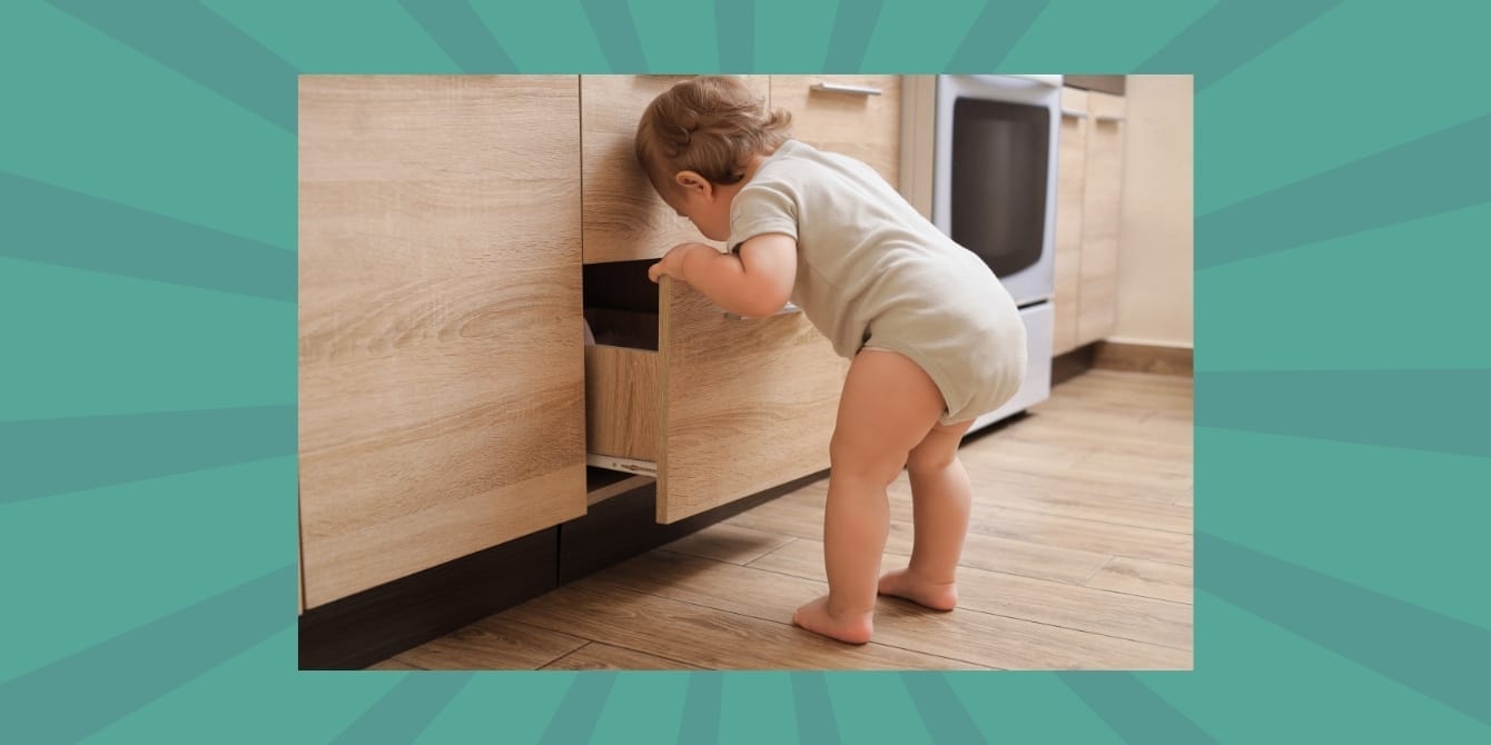 This common household item poisoned thousands of toddlers—and the risk is still rising a baby looking at a drawer for nicotine pouches