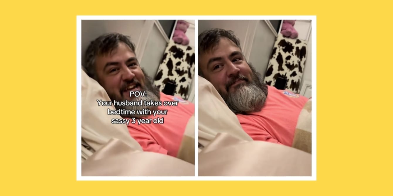 This dad got roasted by his 3-year-old at bedtime—and the internet is siding with her A man lying in bed - Viral Tiktok