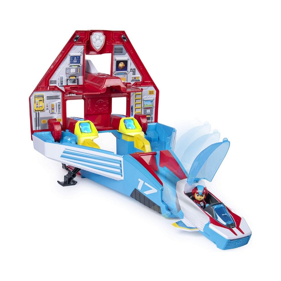 Paw Patrol, Super Paws, 2-in-1 Transforming Mighty Pups Jet Command Center with Lights and Sounds