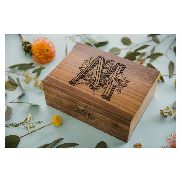 Floral Monogram Wood Keepsake Box