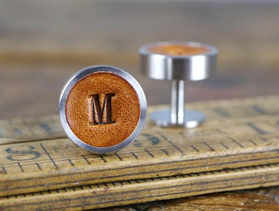 monogrammed-leather-cufflinks