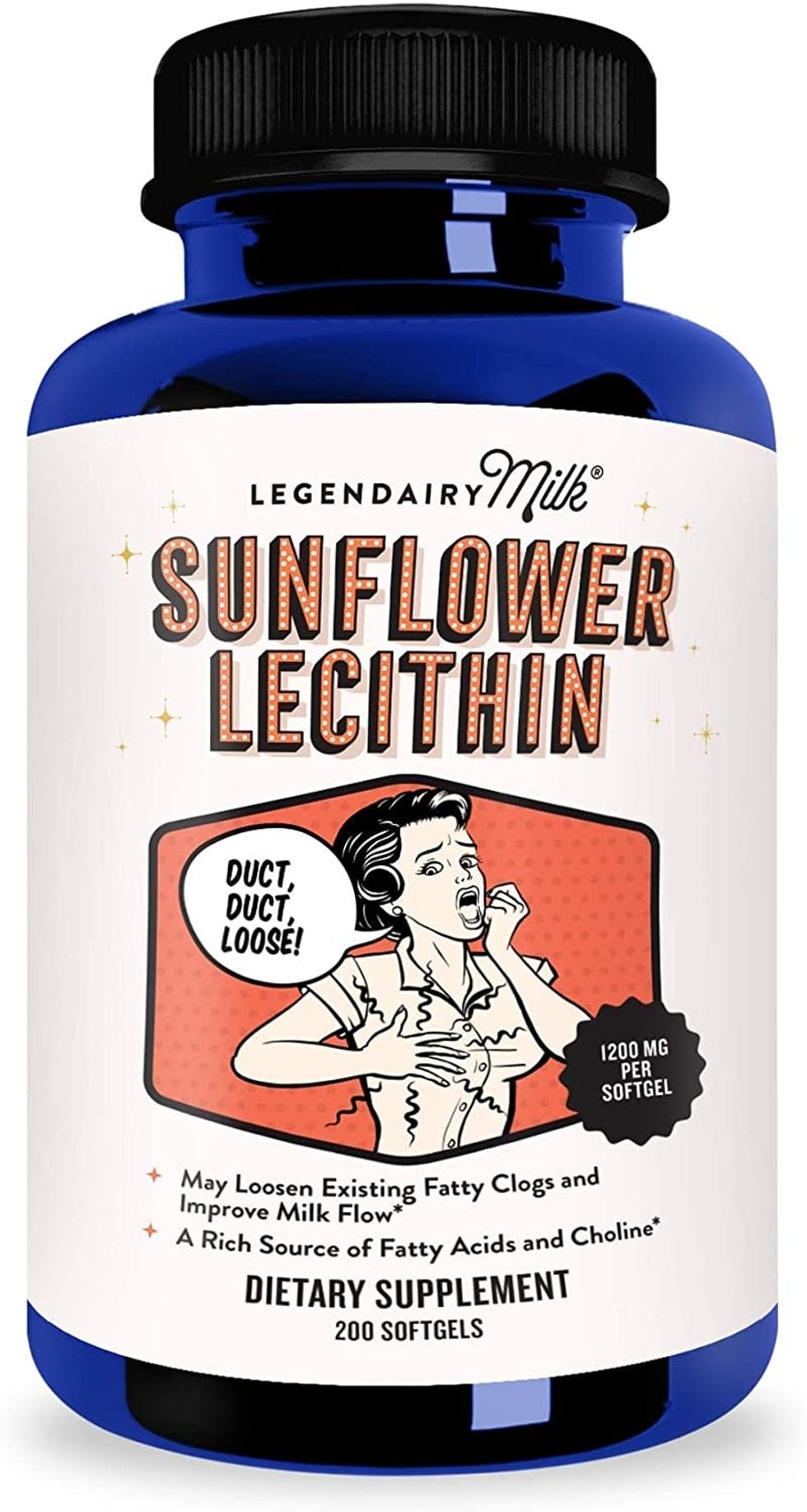 Legendairy Milku00ae Sunflower Lecithin, 1200mg of Organic Sunflower Lecithin per Softgel, 200 count bottle