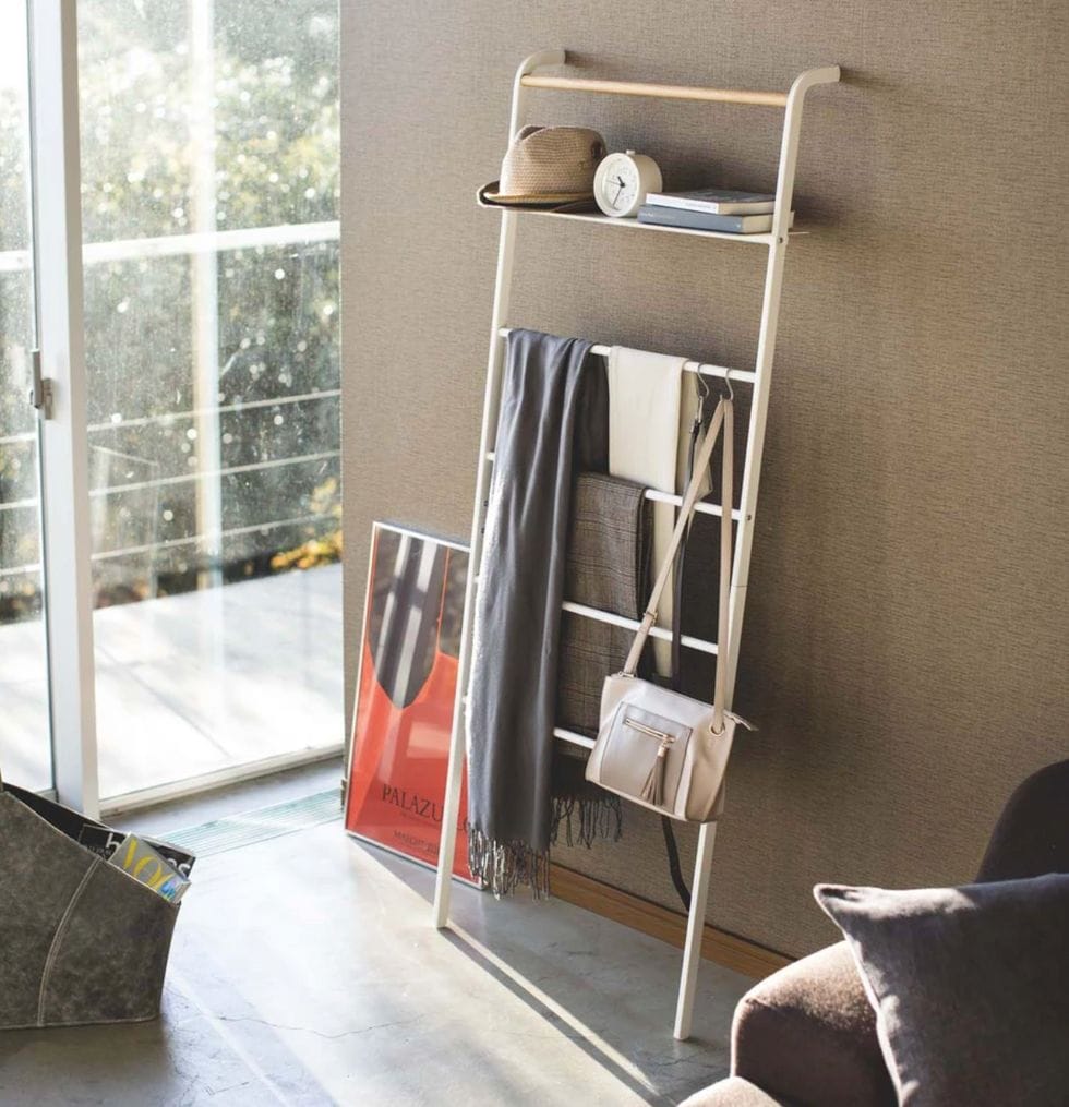 YAMAZAKI Tower Leaning Ladder with Shelf