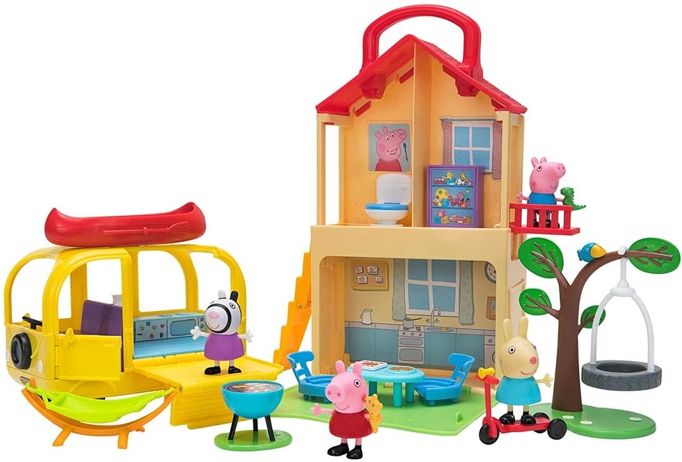 Peppa Pig Pop nu2019 Playhouse and Play nu2019 Go Campervan Combo Pack, Includes 4 Character Toy Figures Plus Playset Accessories